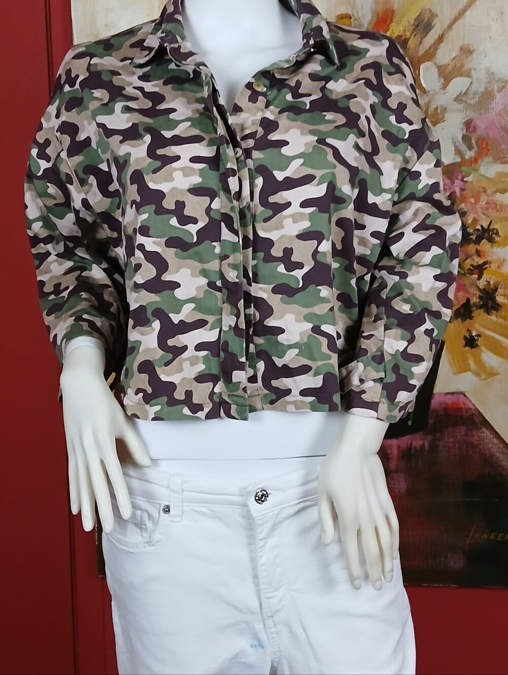 Zara Camouflage Crop Utility Jacket in Green, Brown & Tan